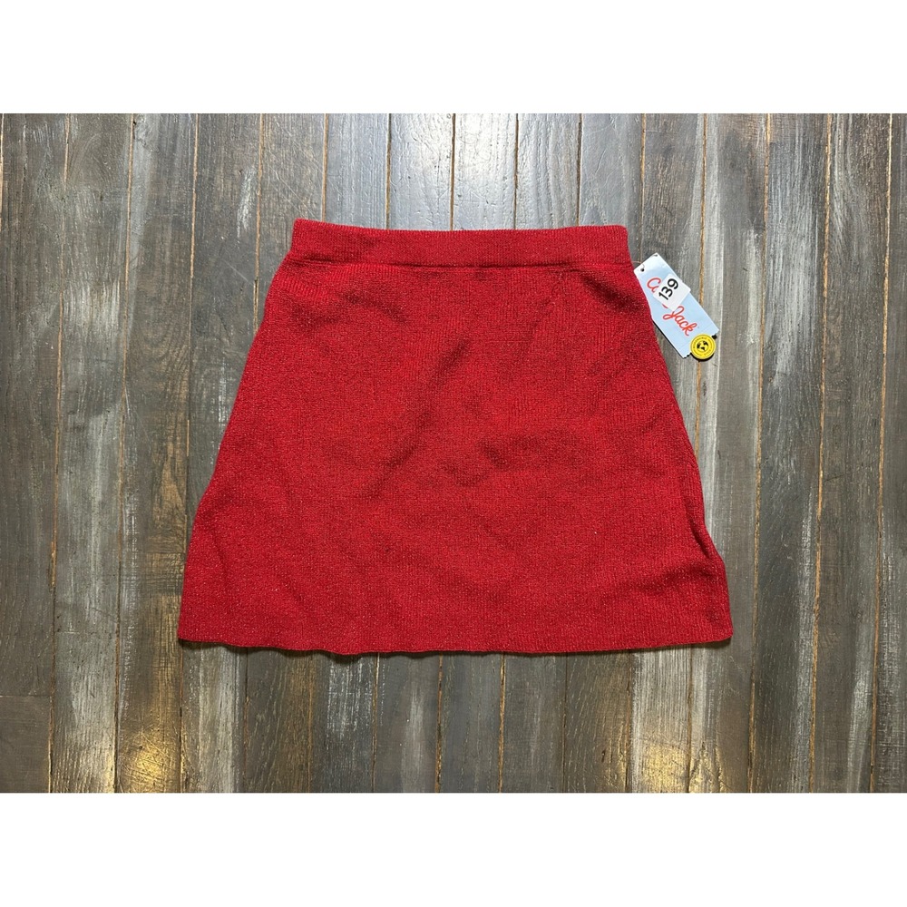 Cat & Jack Girls Red Metallic Knit A-Line Skirt Size M 7-8 Holiday Sparkle